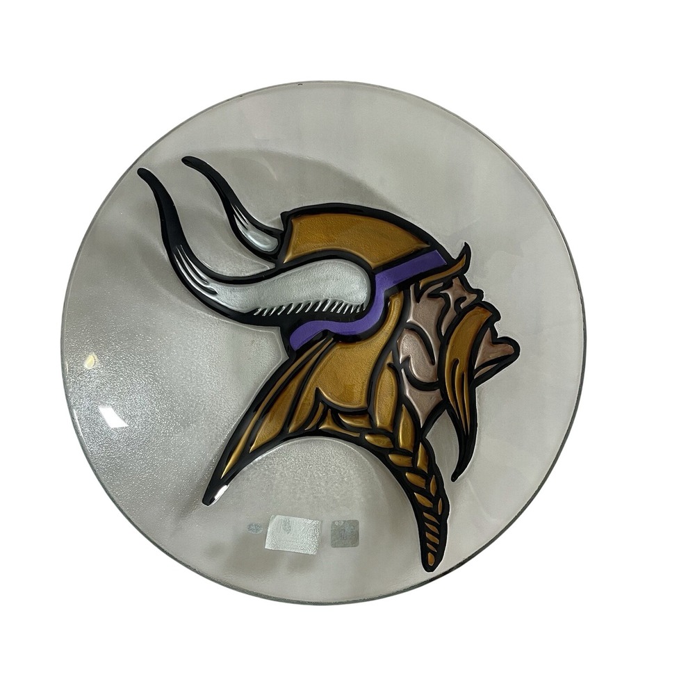 Collectible‎ NFL Minnesota Vikings Glass Bird Bath/Serving Bowl 18" Round Logo